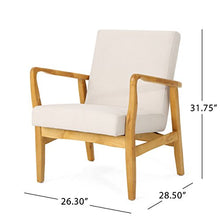 Load image into Gallery viewer, Christopher Knight Home Isaac Mid Century Modern Fabric Arm Chair, Ivory, Walnut