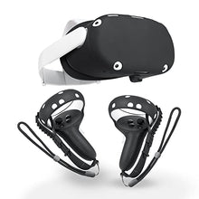 Load image into Gallery viewer, Wasserstein Silicone Skin Set Compatible with Oculus Quest 2 - Includes Oculus Quest 2 Accessories - Controller Grip Shells, Sweatproof Face Cover, Protective Lens Cover, Wrist Straps - (Black)