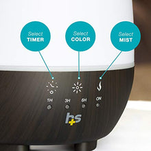 Load image into Gallery viewer, HealthSmart Essential Oil Diffuser, Cool Mist Humidifier and Aromatherapy Diffuser with 500ML Tank Ideal for Large Rooms, Adjustable Timer, Mist Mode and 7 LED Light Colors, White