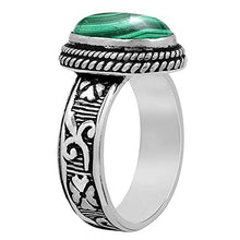 Load image into Gallery viewer, Malachite Ring Size 5 925 Silver Overlay Vintage Style Handmade Solitaire Ring