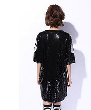 Load image into Gallery viewer, Antique Style Womens Fashion Sparkle Glitter Sequins Paillette Hip Hop Shirt Tank Top Loose Dancing Tees Black