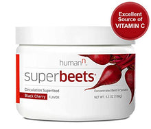Load image into Gallery viewer, humanN SuperBeets - Circulation Superfood, Concentrated Beet Crystals, Nitric Oxide Boosting Supplement, Vitamin C, Beets Grown in USA, Black Cherry Flavor, 5.3 ounces