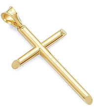 Load image into Gallery viewer, 14K Gold Box Chain Style Cross Pendant Necklace Solid Plated Clasp for Men,Women,Teens Thin for Charms Miami Cuban Link Diamond Cut 24" (18.0)