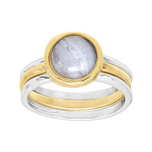 Load image into Gallery viewer, Silpada 'in Good Campanile' Stacking Rings with Natural Blue Lace Agate in Sterling Silver & Brass, Size 9