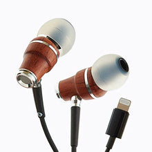 Load image into Gallery viewer, Symphonized NRG MFI Wired Earbuds – Apple Certified – in-Ear Noise-Isolating – Stereo Headphones – Premium Genuine Bubinga Wood – Lightning Headphones Compatible with Apple Devices (Black)