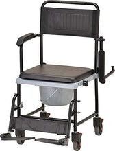 Load image into Gallery viewer, NOVA Medical Products Drop Arm (for Easy User Transfer) Transport Chair Commode, Rolling with Locking Wheels & Removable Padded Seat, Hammertone