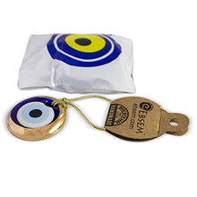 Load image into Gallery viewer, Ebsem Gold Gilt Handmade Evil Eye Glass Charm Decorative Turkish - Greek - Jewish - Christian Christmas Ornament (1.5 Inches)