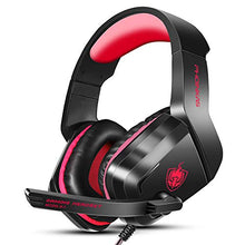 Load image into Gallery viewer, PHOINIKAS H1 Gaming Headset for PS4, Xbox One, PC, Laptop, Nintendo Switch with Bass Surround, Xbox One Headset with Noise-Cancelling Mic, Over Ear Headphones with LED Light, Gift for Kids - Red