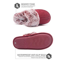 Load image into Gallery viewer, Jessica Simpson Women's Comfy Faux Fur House Slipper Scuff Memory Foam Slip on Anti-skid Sole, Burgundy, Large