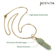 Load image into Gallery viewer, JADENOVA Full Wire Wrapped Energy Healing Crystal Gemstone Pendant Necklace 18" Stainless Steel Chain(Natural Aventurine)