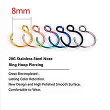 Load image into Gallery viewer, 20G Stainless Steel Nose Rings 8mm Nose Cuff Piercing Jewelry Hoop for Faux Lip Septum Boby Piercing (6 pcs)