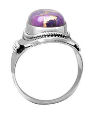 Load image into Gallery viewer, YoTreasure 10x20 mm Purple Copper Turquoise 925 Sterling Silver Rope Design Ring