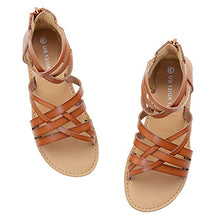 Load image into Gallery viewer, LseLom Girls Fashion Gladiator Casual Sandals Open-Toe Ankle Strap Brown Size 2