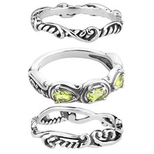 Load image into Gallery viewer, Carolyn Pollack Sterling Silver Green Peridot Gemstone Stackable Set of 3 Rings Size 9