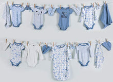 Load image into Gallery viewer, The Peanutshell 23 Piece Essential Layette Gift Set in Blue for Baby Boys, Fits Newborn to 3 Month