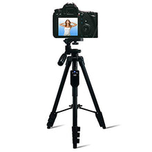 Load image into Gallery viewer, Fugetek 54" Tripod, Works with Phone & Camera, Use for Facetime, Video Calls, Teaching, Lightweight Aluminum, Removable Bluetooth Remote, Mount Smartphone, DSLR, Compatible with Apple Android, Black