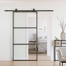 Load image into Gallery viewer, SMARTSTANDARD 42in x 84in Glass Sliding Barn Door with 7ft Top Mount Barn Door Hardware Kit & Soft Close Mechanism, Interior Clear Tempered Glass Carbon Steel Frame, Easy to Assemble
