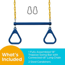 Load image into Gallery viewer, Jungle Gym Kingdom Swing Sets for Backyard, Monkey Bars & Swingset Accessories - Set Includes 18" Trapeze Swing Bar & 48" Heavy Duty Chain with Locking Carabiners - Outdoor Play Equipment (Blue)