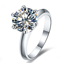 Load image into Gallery viewer, AINUOSHI 2 Ct CZ Solitaire Engagement Ring Sterling Silver Cubic Zirconia White Gold Plated Size 4-10 Anniversary Rings(7)