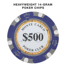 Load image into Gallery viewer, Brybelly Monte Carlo Premium Poker Chip Heavyweight 14-Gram Clay Composite - Pack of 50 ($500 Purple)