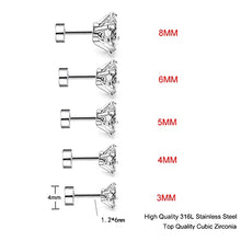 Load image into Gallery viewer, Amoina 5 Pairs 20G Hypoallergenic Stud Earrings Flatback Earrings Surgical Steel Cubic Zirconia Earrings Piercing Ear Cartilage