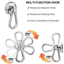 Load image into Gallery viewer, DIYMAG Magnetic Hooks,Heavy Duty Neodymium Magnetic Hooks with Swivel Carabiner Hook,Great for Your Refrigerator and Other Magnetic Surfaces,Pack of 6