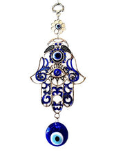 Load image into Gallery viewer, Betterdecor Blue Evil Eye Hamsa Hand Wall Hanging Ornament (with a Pouch)-023