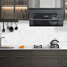 Load image into Gallery viewer, AULIGET 72 Piece Hexagon Tile Peel and Stick Backsplash, White Marble Look Kitchen Backsplash Peel and Stick PVC Tiles (Polished)