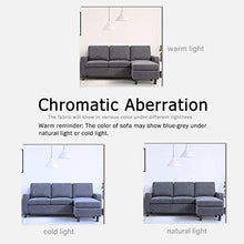 Load image into Gallery viewer, JY QAQA Convertible Sectional Sofa Couch with 3-Seat Sofa, L-Shaped Ottoman Couch with Modern Linen Fabric for Small Living Room, Apartment and Small Space (Dark Grey)