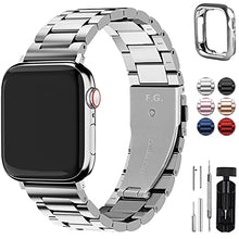 Load image into Gallery viewer, Fullmosa Compatible Apple Watch Band 42mm 44mm 45mm 38mm 40mm 41mm, Stainless Steel iWatch Band for Apple Watch Series 7/6/5/4/3/2/1/SE, 38mm 40mm 41mm Silver
