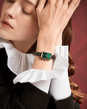 Load image into Gallery viewer, Lola Rose Women's Malachite Textured Watch with Black Leather Strap