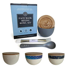 Load image into Gallery viewer, Clay Face Mask Mixing Bowl Set- Kit with Bamboo Lid, Spoon, Dual Sided Face Mask Brush Applicator Soft Silicone Spatula and Face Mask Brush for DIY Clay Mud Mask, Facials, Body and Hair (Grey)