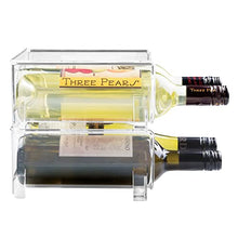 Load image into Gallery viewer, mDesign Plastic Free-Standing Wine Rack Storage Organizer for Kitchen Countertops, Table Top, Pantry, Fridge - Holds Wine, Beer, Pop/Soda, Water Bottles - Stackable, 2 Bottles - Clear