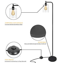 Load image into Gallery viewer, Black LED Floor Lamp, Acaxin Standing Lamp with Hanging Glass Lamp Shade, Industrial Light with Halogen Bulb for Living Room & Bedroom