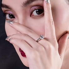 Load image into Gallery viewer, AINUOSHI 2 Ct CZ Solitaire Engagement Ring Sterling Silver Cubic Zirconia White Gold Plated Size 4-10 Anniversary Rings(7)