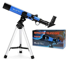 Load image into Gallery viewer, MaxUSee Kids Telescope 400x40mm with Tripod & Finder Scope, Portable Telescope for Kids & Beginners, Travel Scope with Moon Mirror, Stars & Moon map Included