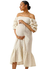 Load image into Gallery viewer, NOTHING FITS BUT Women’s Classic Nursing Cotton Yuki Dress, Muslin Yuki Maternity Gown, Casual Maternity Dress, White, Floral Gauze wear, M