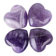 Load image into Gallery viewer, Loveliome 4 Pcs Natural Amethyst Love Heart Pocket Stone Healing Chakra Worry Stone(1 Inch)