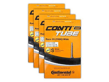 Load image into Gallery viewer, Continental Race 28 700x25-32c Bicycle Inner Tube Bundle - 60mm Presta Valve - 4 Pack w/ Conti Sticker