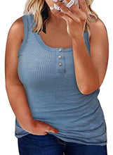 Load image into Gallery viewer, Comxiao Womens Plus Size Tank Tops Summer Scoop Neck Sleeveless Ribbed Button Down Casual Henley Shirts (1X-5X)