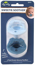 Load image into Gallery viewer, Itzy Ritzy Sweetie Soother Pacifier Set of 2- Silicone Newborn Pacifiers with Collapsible Handle & Two Air Holes for Added Safety; Set of 2 in Light Blue & Dark Blue, Ages Newborn & Up