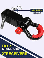 Load image into Gallery viewer, LIBERRWAY Shackle Hitch Receiver 2 inch 41918 Lbs Break Strength with 3/4'' D Ring Shackle + Center Console Organizer for Jeep Wrangler JL/JLU (2018-19)
