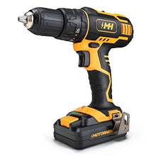 Load image into Gallery viewer, MOTORHEAD 20V ULTRA Cordless Drill Driver, Lithium-Ion, ½” Keyless Chuck, 16+1+1 Clutch, 2-Speed Transmission, Variable Speed Trigger, Built-in LED, 2Ah Battery, Charger, 22 Accessory Bits, USA-Based