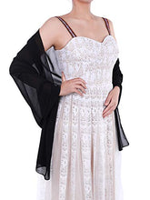 Load image into Gallery viewer, WILLBOND Womens Chiffon Bridal Evening Soft Wrap Scarf Shawl, Chiffon Scarf Ribbon Scarf for Women and Girls (Black)