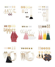 Load image into Gallery viewer, Hanpabum 54 Pairs Fashion Tassel Earrings Set Bohemian Acrylic Hoop Stud Drop Dangle Earrings for Birthday/Party/Christmas/Friendship Gifts