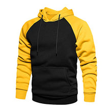 Load image into Gallery viewer, TOLOER Mens Hoodies Pullover - Contrast Color Casual Hoodie for Men - Sports Outwear Sweatshirts Black Yellow X-Large