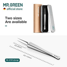 Load image into Gallery viewer, MR.GREEN Ingrown Hair Tweezers Needle Nose Pointed Tips Tweezers For Eyebrows Splinters Blackhead Removal Acne Clip Extractor (Long)