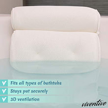 Load image into Gallery viewer, Viventive Luxurious Bath Pillow Non-Slip and Extra Thick with Head, Neck, Shoulder and Back Support. Soft and Large 14x13x4 Inches for The Ultimate Bathtub Relaxation Experience. Fits Any Tub
