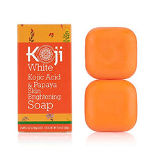 Load image into Gallery viewer, Koji White Kojic Acid & Papaya Skin Brightening Soap (2.82 oz / 2 Bars) - with Hyaluronic Acid for Smooth Face & Body, Dark Spot, Acne Scars, Uneven Skin Tone - Hypoallergenic & Dermatologist Tested