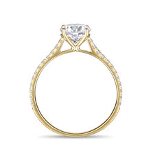 Load image into Gallery viewer, Lamrowfay 1Ct Halo Solitaire Cubic Zirconia Promise Engagement Ring in 14K Rose Gold or White Gold or Yellow Gold, 1.70cttw (Yellow-Gold, 7)